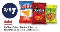 Family Dollar Ruffles 5.5-9 oz., Doritos 6-11 oz., or Funyuns 5.25 oz offer