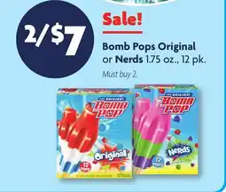 Family Dollar Bomb Pops Original or Nerds offer