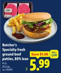 Lidl Butcher's Specialty fresh ground beef patties, 80% lean offer