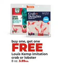 Hy-Vee Louis Kemp imitation crab or lobster offer