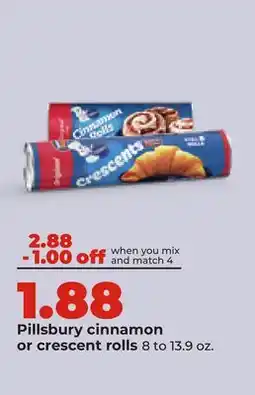 Hy-Vee Pillsbury cinnamon or crescent rolls offer