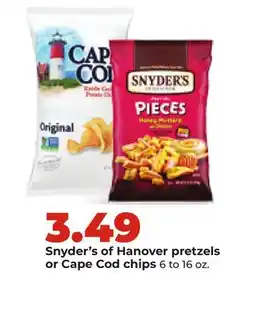 Hy-Vee Snyder's of Hanover pretzels or Cape Cod chips offer