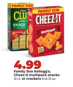 Hy-Vee Family Size Kellogg's, Cheez-It multipack snacks offer