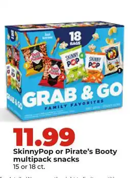 Hy-Vee SkinnyPop or Pirate's Booty multipack snacks offer