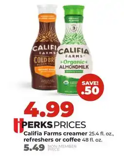 Hy-Vee Califia Farms creamer 25.4 fl. oz., refreshers or coffee 48 fl. oz offer