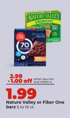 Hy-Vee Nature Valley or Fiber One bars offer