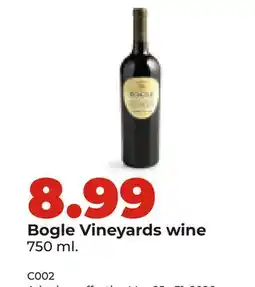 Hy-Vee Bogle Vineyards wine offer