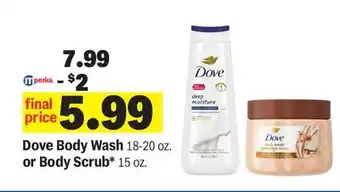 Meijer Dove Body Wash 18-20 oz. or Body Scrub* 15 oz offer