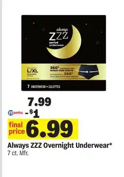 Meijer Always ZZZ Overnight Underwear offer