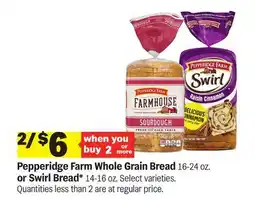 Meijer Pepperidge Farm Whole Grain Bread 16-24 oz. or Swirl Bread* 14-16 oz offer