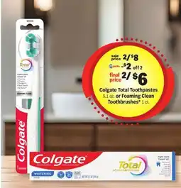 Meijer Colgate Total Toothpastes 5.1 oz. or Foaming Clean Toothbrushes* 1 ct offer