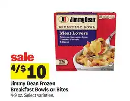 Meijer Jimmy Dean Frozen Breakfast Bowls or Bites offer