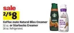 Meijer Coffee mate Natural Bliss Creamer or Starbucks Creamer offer