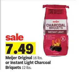 Meijer Meijer Original 16 lbs. or Instant Light Charcoal Briquets 12 lbs offer
