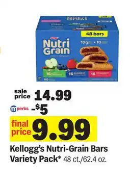 Meijer Kellogg's Nutri-Grain Bars Variety Pack offer