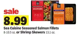 Meijer Sea Cuisine Seasoned Salmon Fillets 8-10.5 oz. or Shrimp Skewers 13.1 oz offer