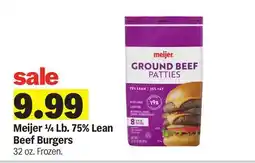 Meijer Meijer 1/4 Lb. 75% Lean Beef Burgers offer