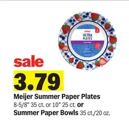Meijer Meijer Summer Paper Plates 8-5/8 35 ct. or 10 25 ct. or Summer Paper Bowls 35 ct./20 oz offer