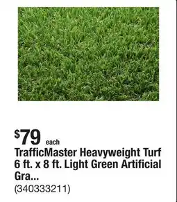 The Home Depot TrafficMaster Heavyweight Turf 6 ft. x 8 ft. Light Green Artificial Grass Rug offer