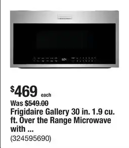 The Home Depot Frigidaire Gallery 30 in. 1.9 cu. ft. Over the Range Microwave with Sensor Cook in Stainless Steel offer