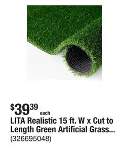 The Home Depot LITA Realistic 15 ft. W x Cut to Length Green Artificial Grass Turf offer