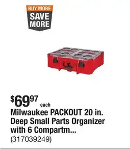 The Home Depot Milwaukee PACKOUT 20 in. Deep Small Parts Organizer with 6 Compartments and Quick Adjust Dividers offer