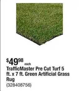 The Home Depot TrafficMaster Pre Cut Turf 5 ft. x 7 ft. Green Artificial Grass Rug offer