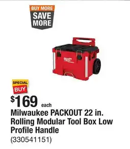The Home Depot Milwaukee PACKOUT 22 in. Rolling Modular Tool Box Low Profile Handle offer