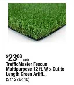 The Home Depot TrafficMaster Fescue Multipurpose 12 ft. W x Cut to Length Green Artificial Grass Turf offer