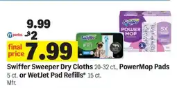 Meijer Swiffer Sweeper Dry Cloths, PowerMop Pads, or WetJet Pad Refills offer