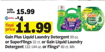 Meijer Gain Plus Liquid Laundry Detergent offer