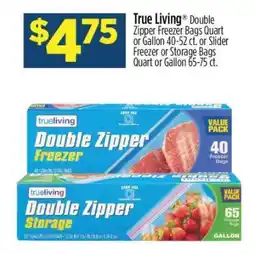 Dollar General True Living Double Zipper Freezer Bags offer