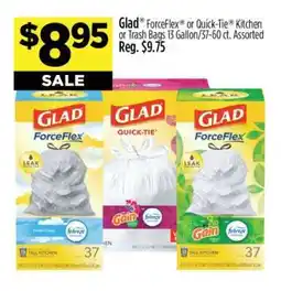Dollar General Glad ForceFlex or Quick-Tie Kitchen or Trash Bags offer