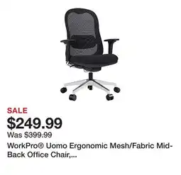 Office Depot WorkPro Uomo Ergonomic Mesh/Fabric Mid-Back Office Chair, Black/Chrome, BIFMA Compliant offer