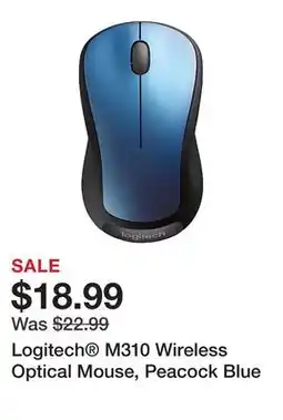 Office Depot Logitech M310 Wireless Optical Mouse, Peacock Blue offer