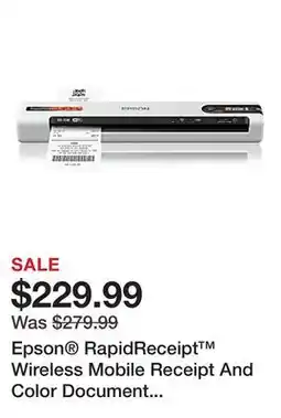 Office Depot Epson RapidReceipt Wireless Mobile Receipt And Color Document Scanner, RR-70W offer