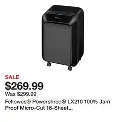 Office Depot Fellowes Powershred LX210 100% Jam Proof Micro-Cut 16-Sheet Shredder, Black 5015201 offer
