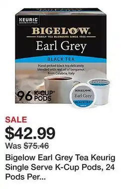Office Depot Bigelow Earl Grey Tea Keurig Single Serve K-Cup Pods, 24 Pods Per Pack, Case Of 4 Packs offer