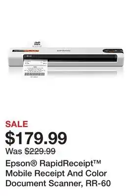 Office Depot Epson RapidReceipt Mobile Receipt And Color Document Scanner, RR-60 offer