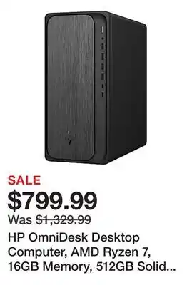 Office Depot HP OmniDesk Desktop Computer, AMD Ryzen 7, 16GB Memory, 512GB Solid State Drive, Windows 11 Home offer