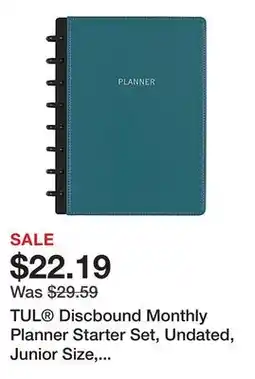 Office Depot TUL Discbound Monthly Planner Starter Set, Undated, Junior Size, Leather Cover, Teal offer