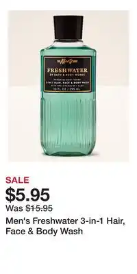 Bath & Body Works Men's Freshwater 3-in-1 Hair, Face & Body Wash offer