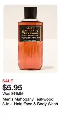 Bath & Body Works Men's Mahogany Teakwood 3-in-1 Hair, Face & Body Wash offer