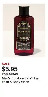 Bath & Body Works Men's Bourbon 3-in-1 Hair, Face & Body Wash offer
