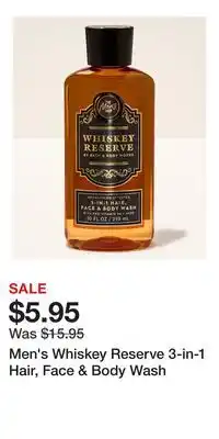 Bath & Body Works Men's Whiskey Reserve 3-in-1 Hair, Face & Body Wash offer