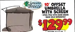 Ollie's Sarasota Breeze 10' OFFSET UMBRELLA WITH SCREEN offer