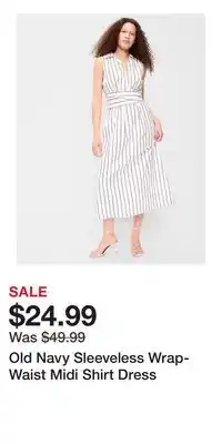 Old Navy Old Navy Sleeveless Wrap-Waist Midi Shirt Dress offer