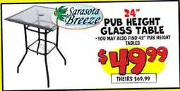 Ollie's Sarasota Breeze 24 PUB HEIGHT GLASS TABLE offer