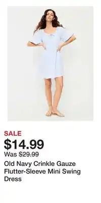 Old Navy Old Navy Crinkle Gauze Flutter-Sleeve Mini Swing Dress offer