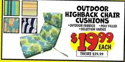 Ollie's OUTDOOR HIGHBACK CHAIR CUSHIONS offer